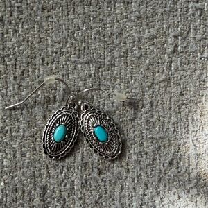Silver and Turquoise Oval Earrings